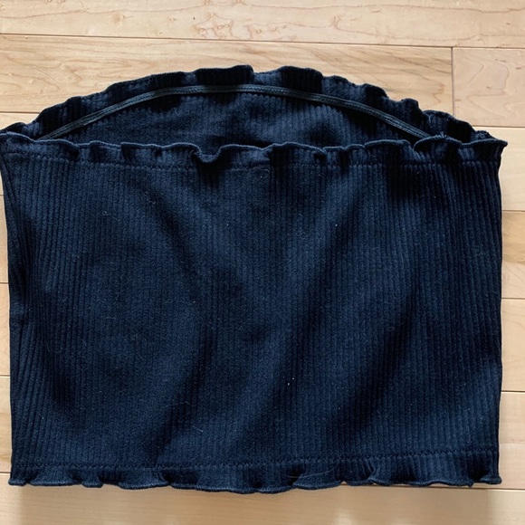 πZaful Ruffled Black Tube Top - Picture 2 of 3